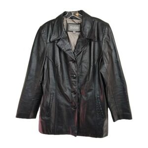Wilsons Leather Jacket Men's Size XL Black 100% Leather Button-Up Lined